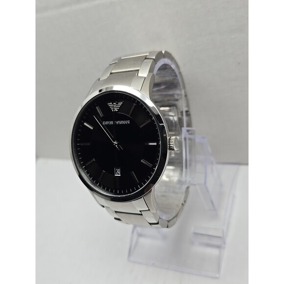 Emporio Armani Sportivo Renato 43mm Date Quartz Watch Silver Tone New Battery - Picture 2 of 13